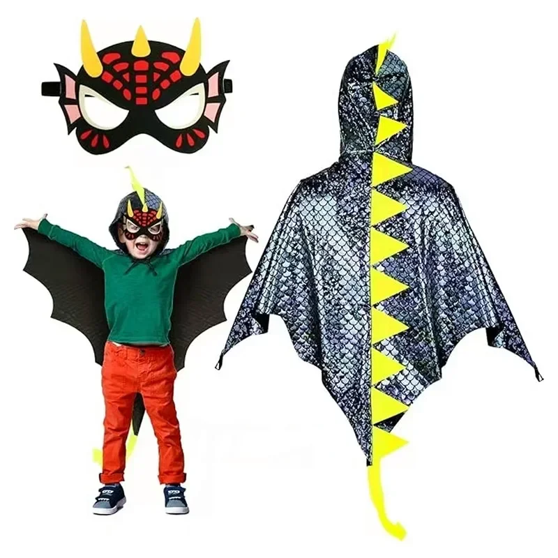 Child Green Dinosaur Cloak wit - Kids Face Mask บทวิจารณ์และราคา