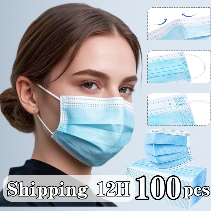 100pcs blue disposable protect - Disposable Mask Blue บทวิจารณ์และราคา