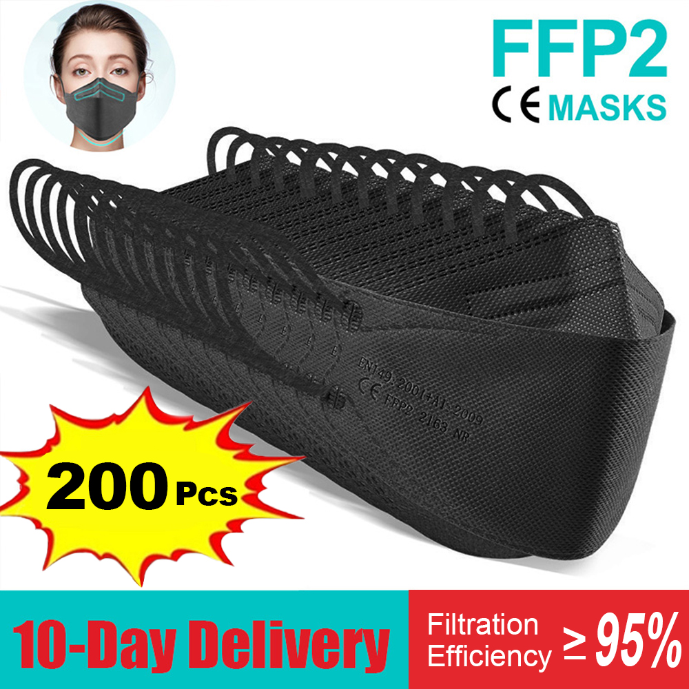 10-200pcs fpp2 fish mask kn95  - Disposable Surgical Mask บทวิจารณ์และราคา