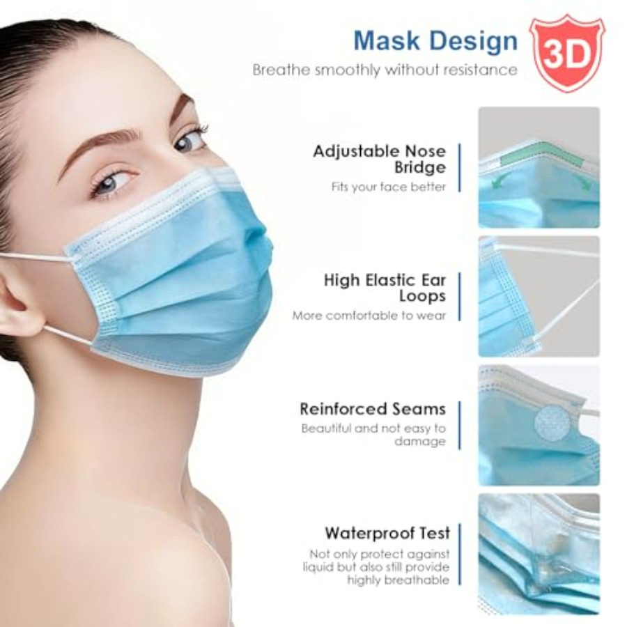 Blue Disposable Face Masks 100 - Disposable Mask Blue บทวิจารณ์และราคา