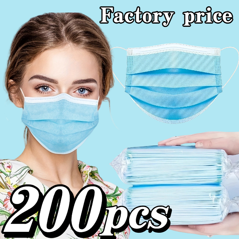 200Pcs Thickened Blue Disposab - Disposable Mask Blue บทวิจารณ์และราคา