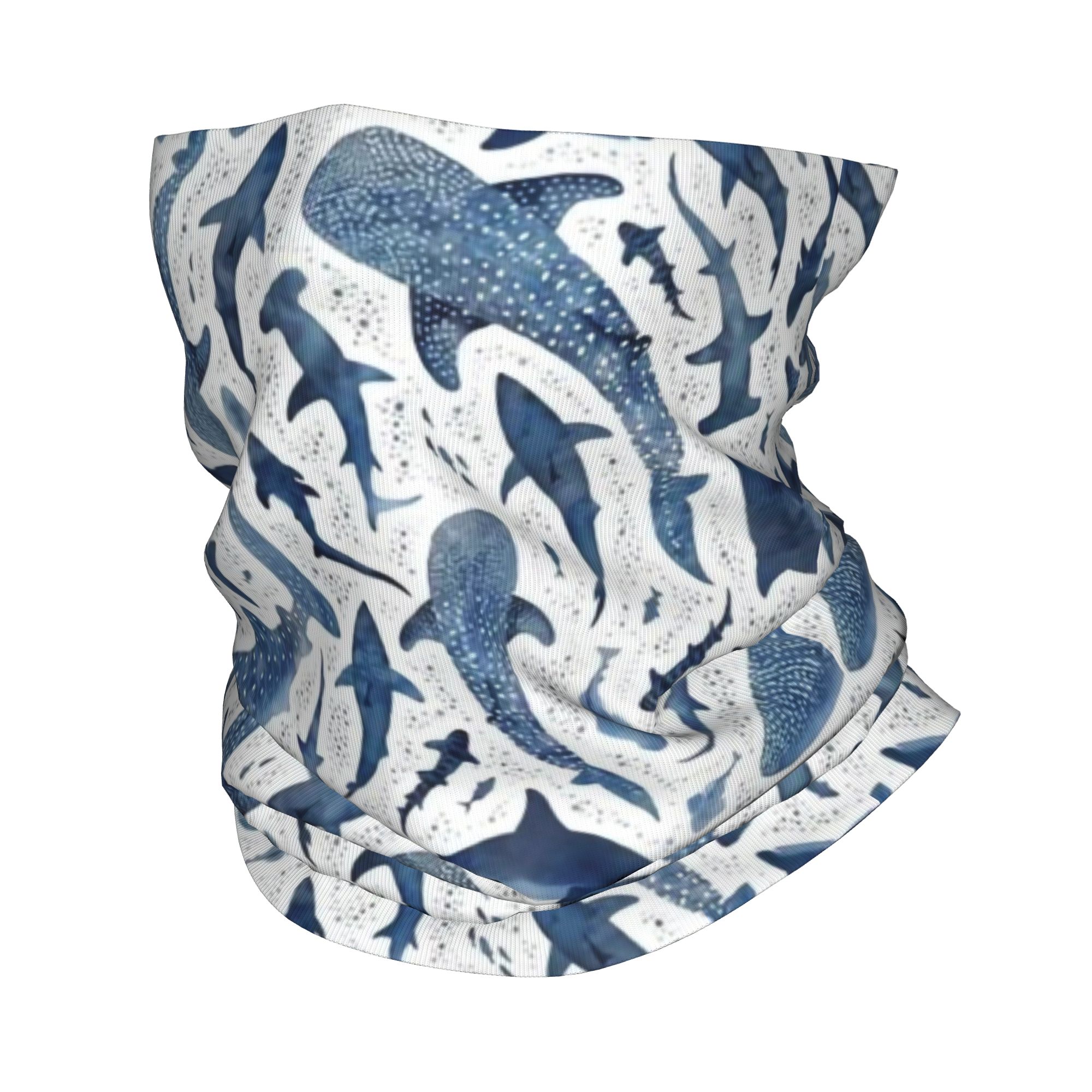 Custom Blue Watercolour Shark  - Neck Gaiter Face Cover บทวิจารณ์และราคา