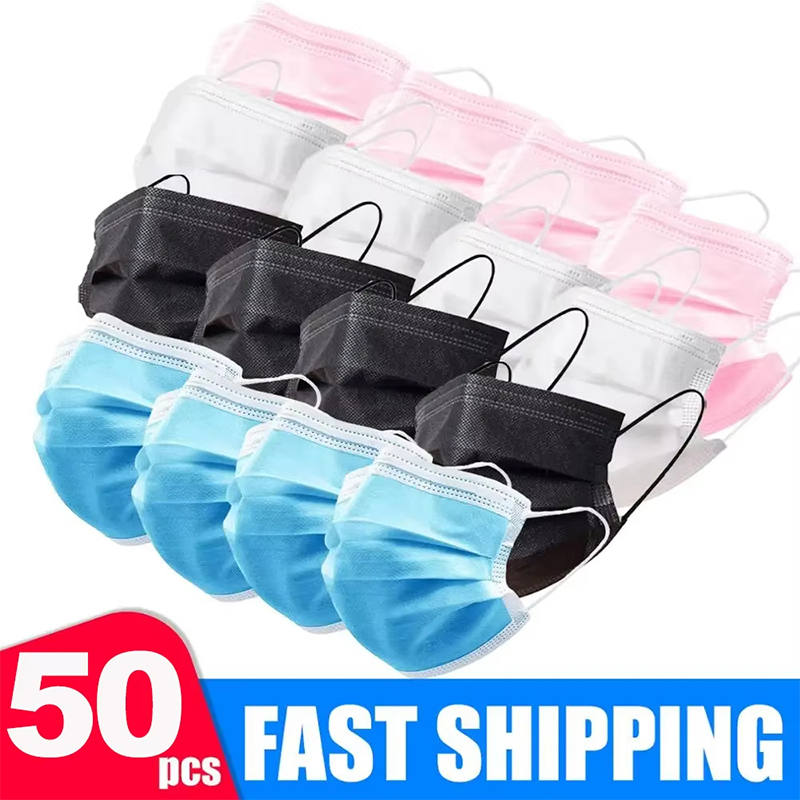 50Pcs 3-layer Mask Face Masks  - Disposable Mask Blue บทวิจารณ์และราคา