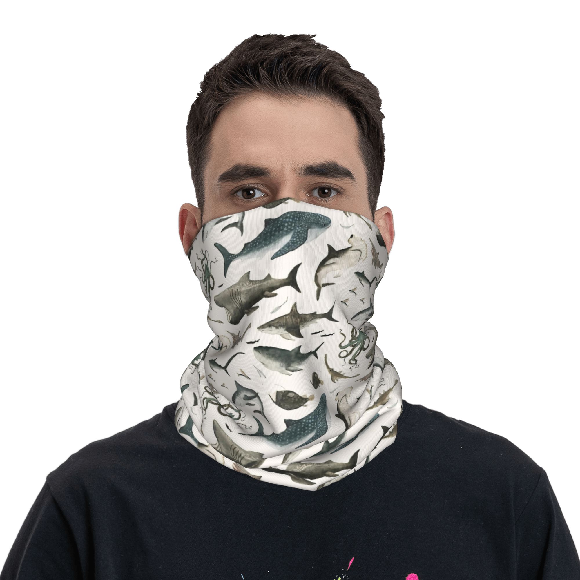 Shark Ocean Animal Sharks Band - Neck Gaiter Face Cover บทวิจารณ์และราคา