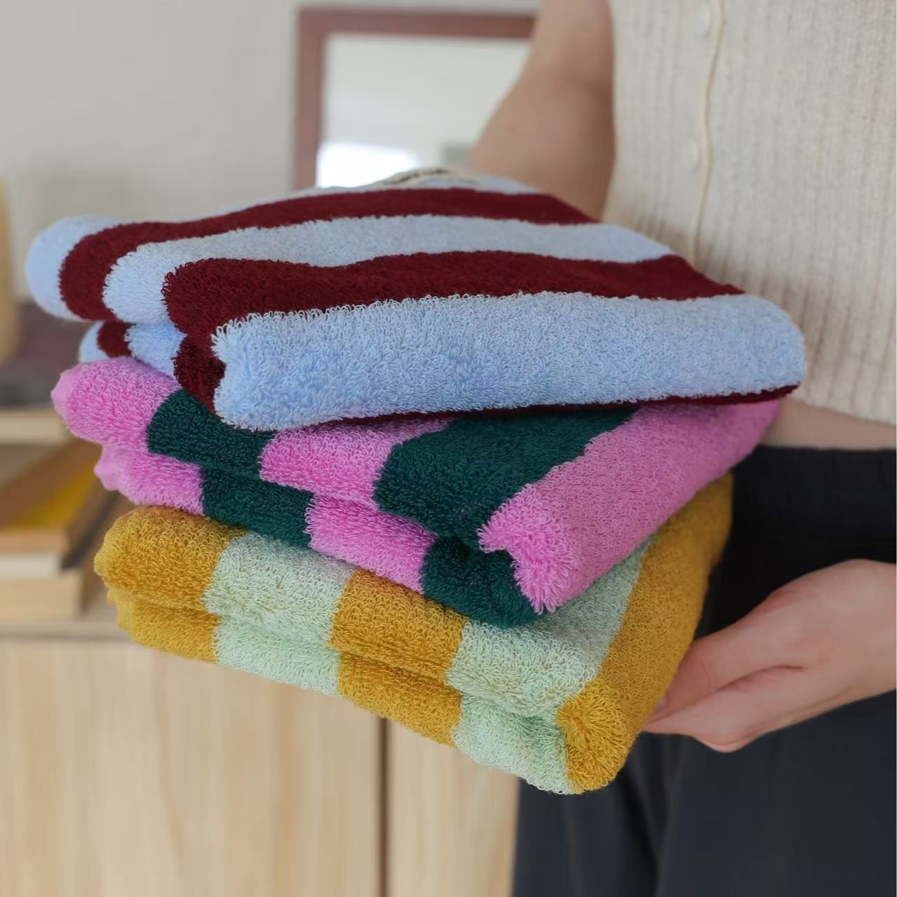 Retro Striped Pure Cotton Towe - Cloth Face Mask Washable บทวิจารณ์และราคา