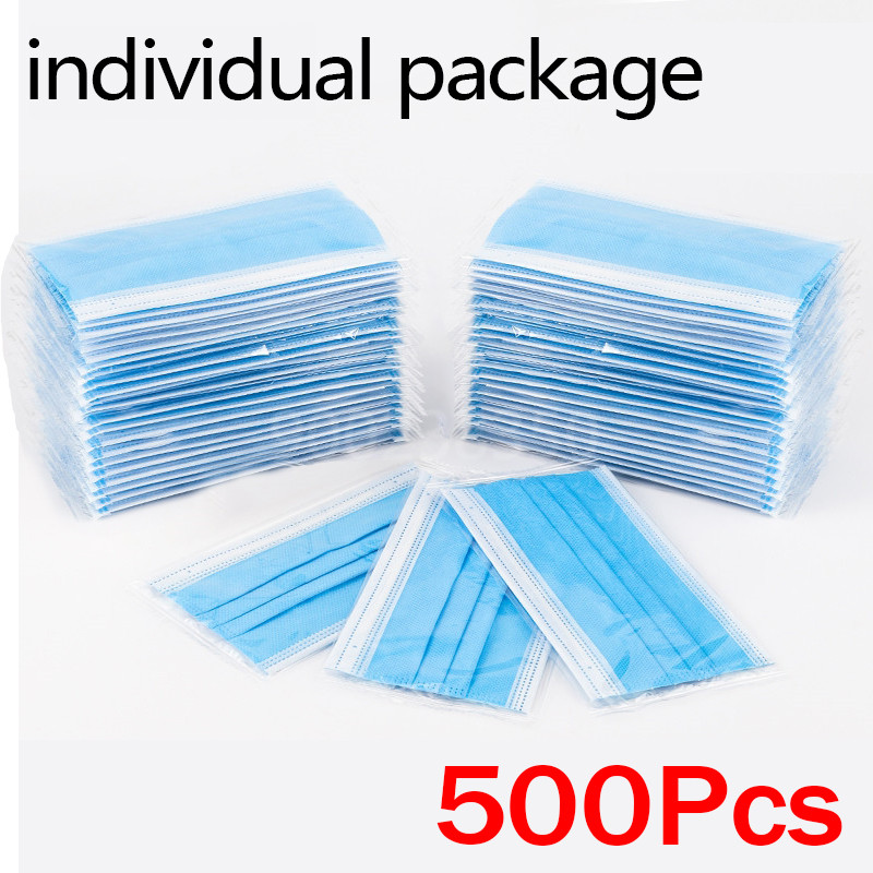 10-500pcs Disposable Adults in - Disposable Mask Blue บทวิจารณ์และราคา