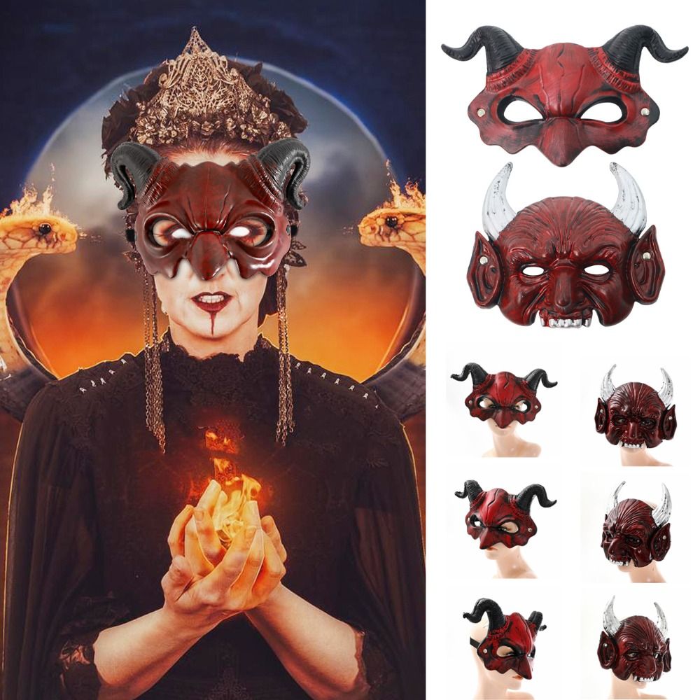 PU Leather Goat Horn Mask Demo - Respirator Half Face บทวิจารณ์และราคา